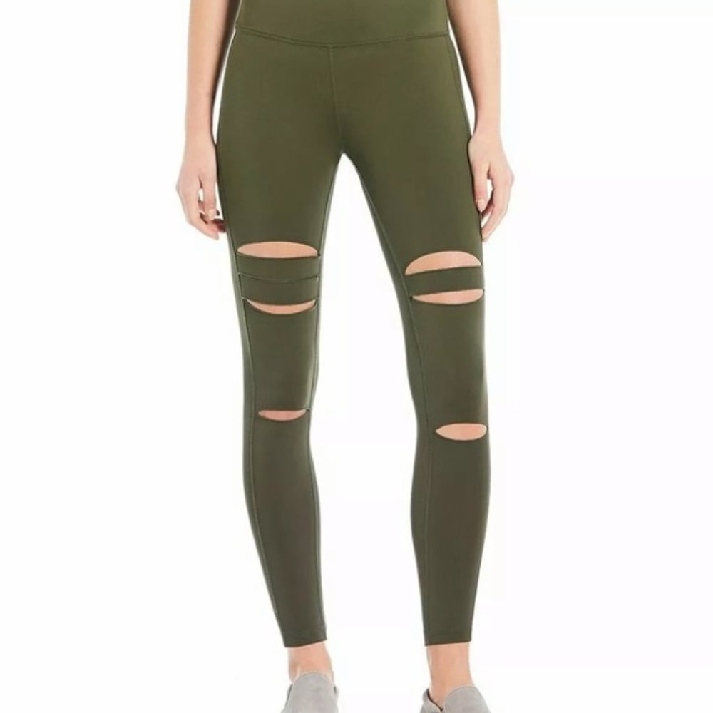 CUT THE FRILLS Green Cut High Rise Legging L